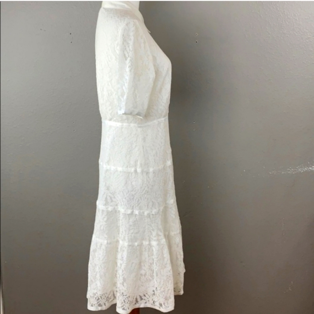Nanette Lepore Women's White Floral Lace Cotton Dress. Quiet Luxury Academia Sz8 - Picture 4 of 13